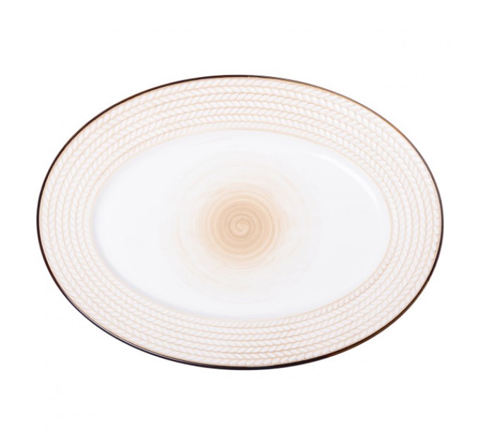 Блюдо керамічне овальне 33*24,5 см в стилі ретро, білий Блюдо керамічне овальне 33*24,5 см в стилі ретро, білий