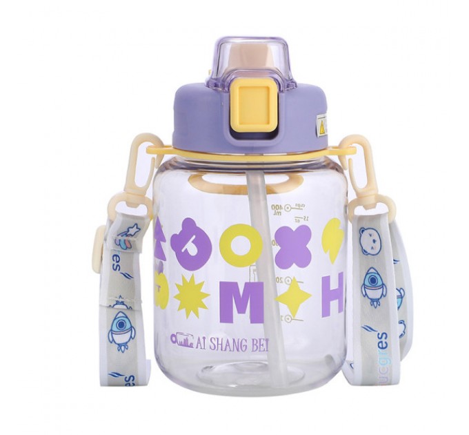 Пляшка для води дитяча Gucgres 650 мл з ремінцем, фіолетовий