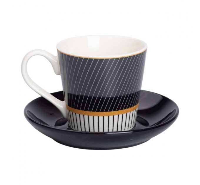 Чашка з блюдцем керамічна 200 мл, diagonal
