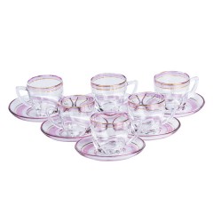 Чайний сервіз на 6 персон скляний Clear, рожевий