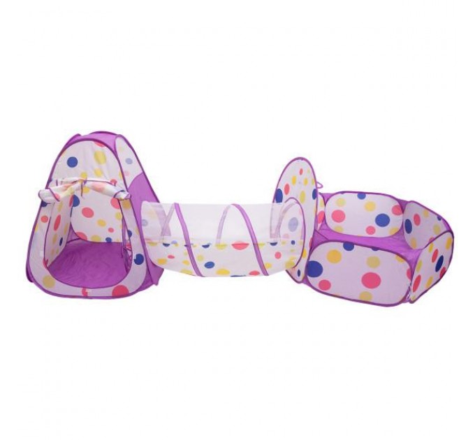 Детская игровая палатка с туннелем и бассейном для шариков, сиреневая. Детская игровая палатка с туннелем и бассейном для шариков, сиреневая.