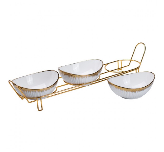 Набір менажниць порцелянових 3 штуки на металевій підставці 66*16*13 см