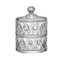Цукерниця дворівнева зі скляною кришкою під кришталь, прозорий