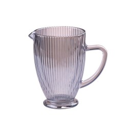 Глечик для напоїв 1,2 л фігурний прозорий ребристий із товстого скла, блакитний