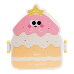 Ланч-бокс детский со столовыми приборами Cake 20*18*8 см, лимонный.