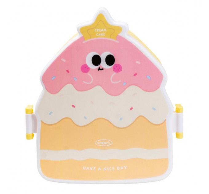 Ланч-бокс детский со столовыми приборами Cake 20*18*8 см, лимонный.