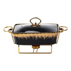 Мармітниця керамічна прямокутна 1 л зі скляною кришкою, чорний Мармітниця керамічна прямокутна 1 л зі скляною кришкою, чорний