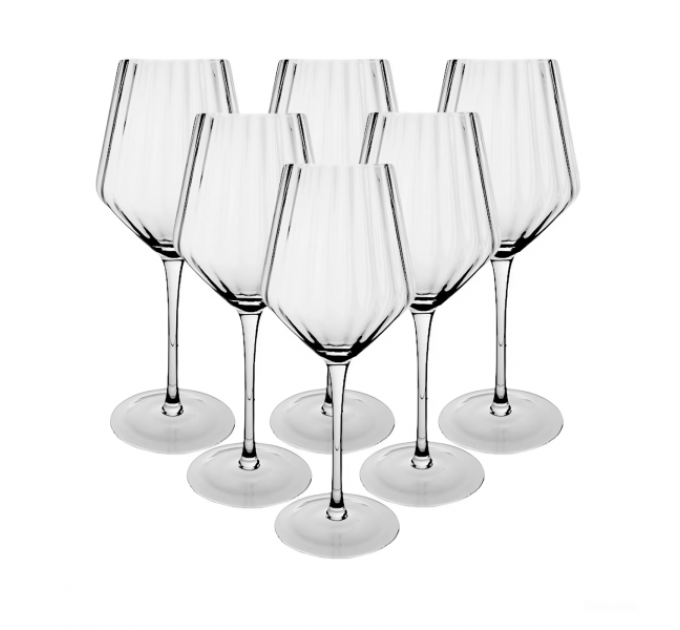 Набір келихів для вина ребристих 6 штук по 550 мл