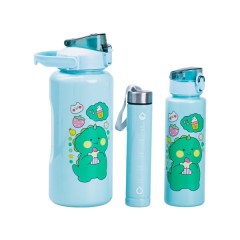 Набір пляшок для води Динозавр 300/700/2000 мл, м'ятний