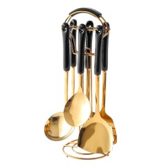 Набор кухонных принадлежностей 6 штук на подставке, черный