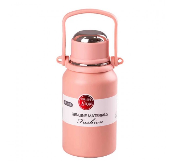 Термос Large 900 мл з гвинтовою кришкою і ручкою, рожевий