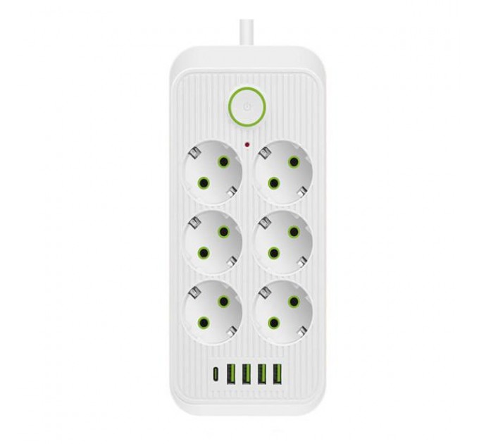 Мережевий фільтр-подовжувач SMART 6 розеток 5 USB 5 метрів, білий