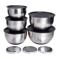 Набір мисок з кришками 5 штук із нержавіючої сталі 24/22/16/18/20.5 см