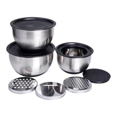 Набір мисок з кришками 3 штуки з нержавіючої сталі 16/18/20.5 см
