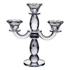 Свічник-канделябр на 3 свічки скляний 24*9*25 см