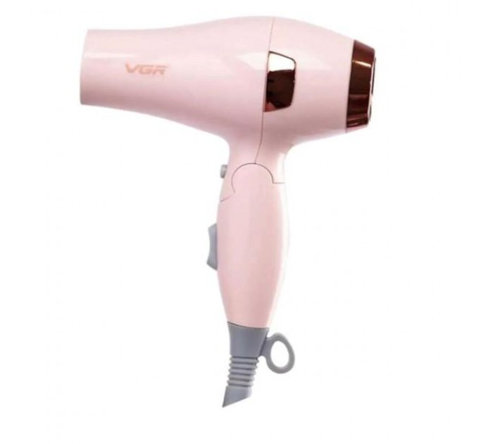 Фен для волос дорожный VGR V-432 с концентратором, розовый