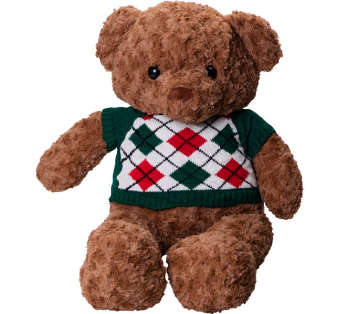 М'яка іграшка Ведмедик у зеленому светрі з пледом 110*150см, коричневий