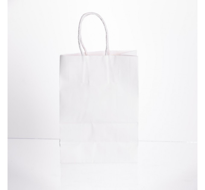 Подарунковий пакет крафтовий 15*8*21 см 12 штук в упаковці, білий