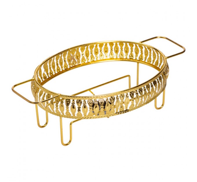 Мармитница фарфоровая овальная 2 л на металлической подставке с подогревом, белый.