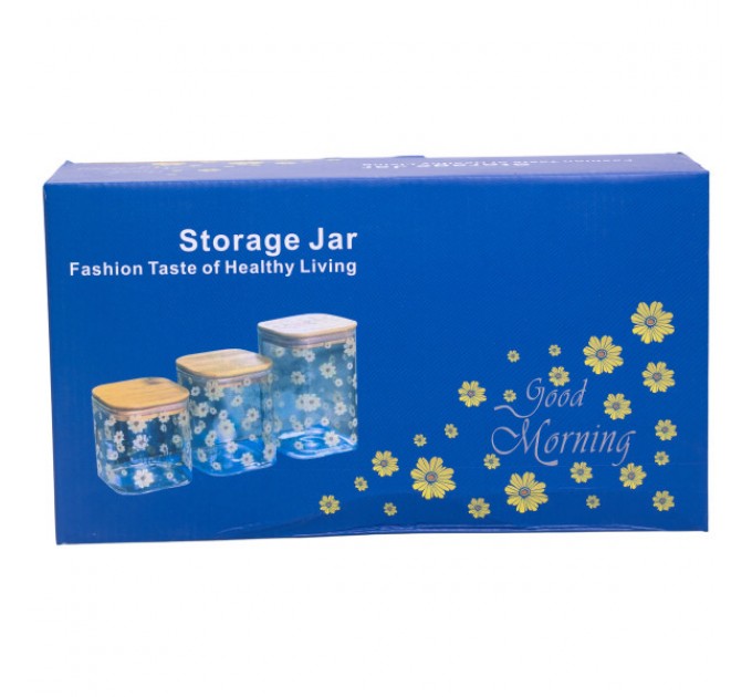 Набор банок для хранения Good Morning 3 штуки 1.2/0.9/0.7 л с бамбуковыми крышками