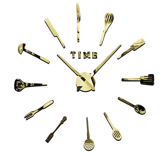 Часы 3-D TIME настенные бескаркасные 10 см, золото