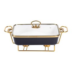 Мармітниця керамічна прямокутна 1.5 л з підставкою та скляною кришкою, чорний Мармітниця керамічна прямокутна 1.5 л з підставкою та скляною кришкою, чорний