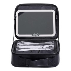 Косметичка-органайзер із LED-дзеркалом 26х22х9 см, чорний