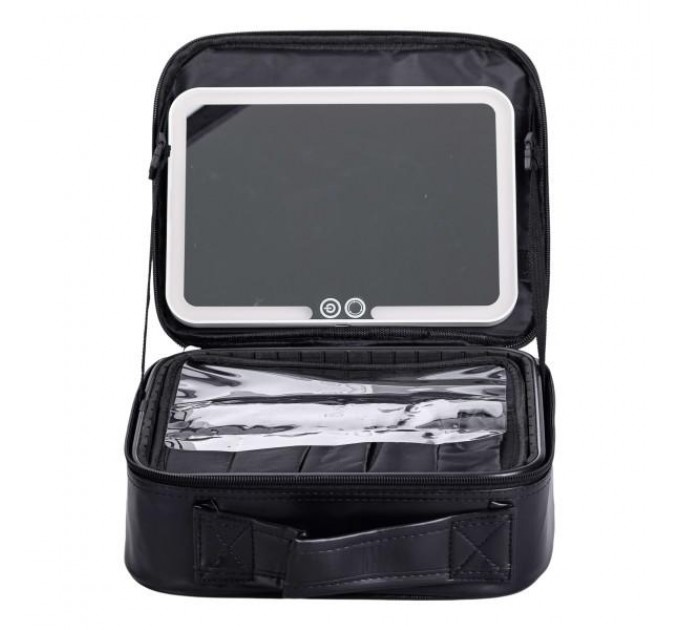 Косметичка-органайзер із LED-дзеркалом 26х22х9 см, чорний