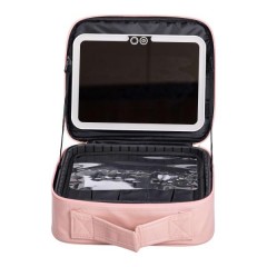 Косметичка-органайзер з LED-дзеркалом 26х22х9 см, рожевий