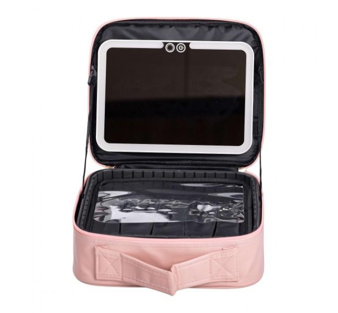 Косметичка-органайзер з LED-дзеркалом 26х22х9 см, рожевий
