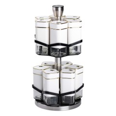 Набір ємностей для спецій на поворотній підставці 12 шт по 120 мл, білий