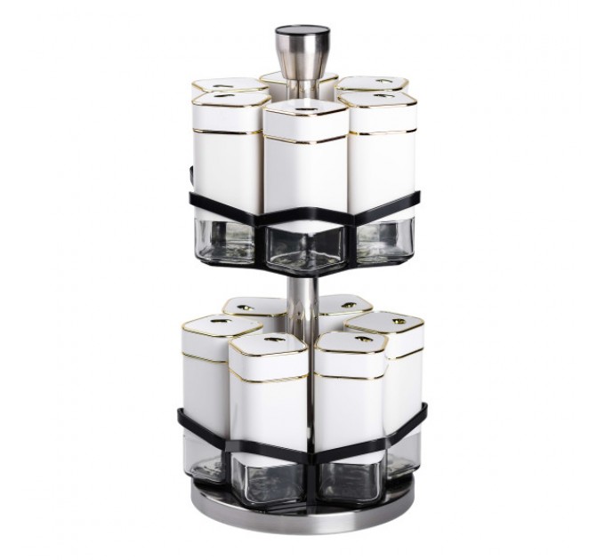 Набор емкостей для специй на поворотной подставке 12 шт по 120 мл.
