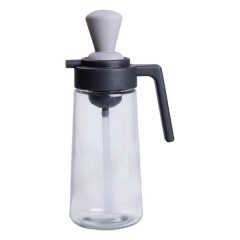 Пляшка для олії скляна 2 в 1 з корком і силіконовим пензликом 550 мл, сірий