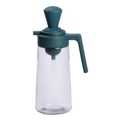 Пляшка для олії скляна 2 в 1 з корком і силіконовим пензликом 550 мл, зелений