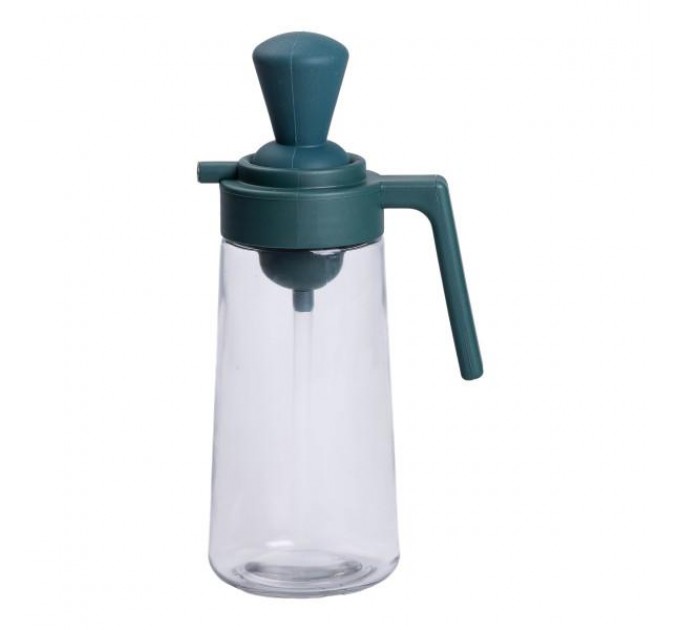 Пляшка для олії скляна 2 в 1 з корком і силіконовим пензликом 550 мл, зелений