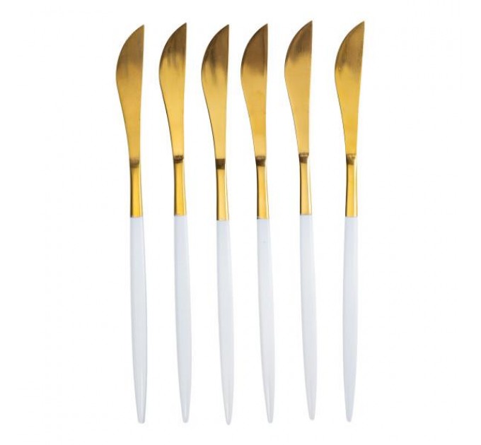 Набор столовых ножей из нержавеющей стали 6 штук, белый.