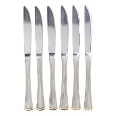 Набір столових ножів з нержавіючої сталі 6 штук, срібло з золотом