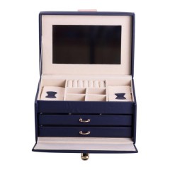 Кейс-скринька для прикрас на кнопці 22,5х15,5х13 см, синій