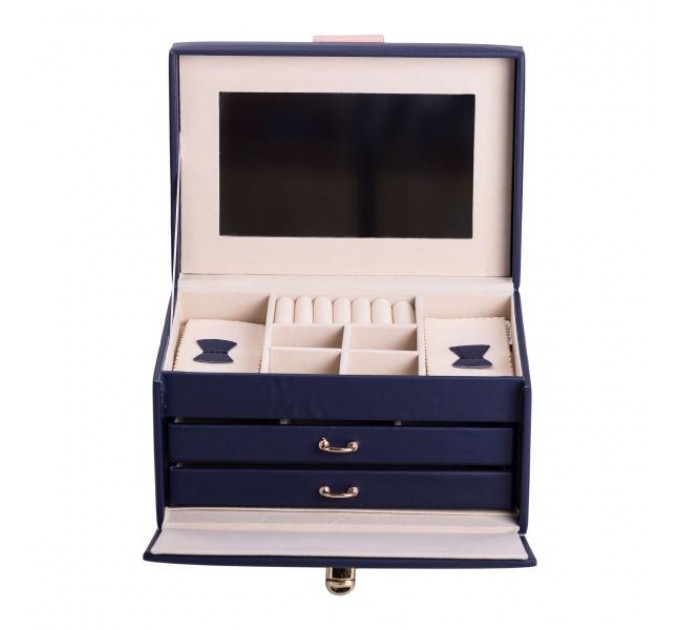 Кейс-скринька для прикрас на кнопці 22,5х15,5х13 см, синій