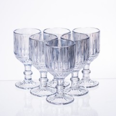 Набір чарок для напоїв 6 штук 50 мл із товстого скла ребристі, блакитний