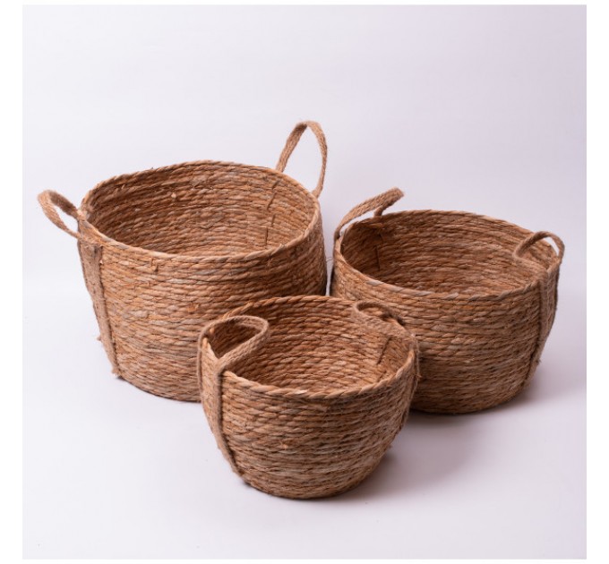 Набір корзин для зберігання речей із водяного гіацинту 3 штуки
