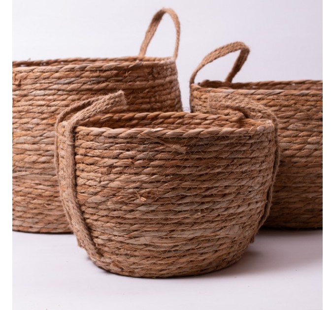 Набір корзин для зберігання речей із водяного гіацинту 3 штуки