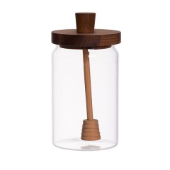 Медовниця скляна з бамбуковою кришкою 900 мл