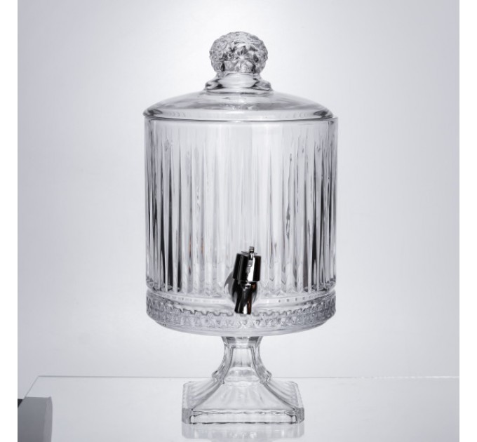 Лимонадница с краном на ножке 4.5 л из толстого стекла.