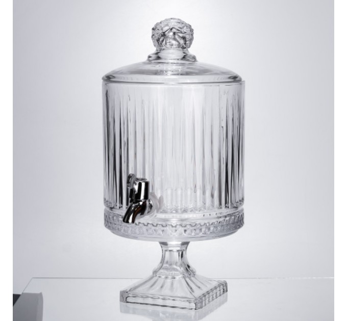 Лимонадница с краном на ножке 4.5 л из толстого стекла.