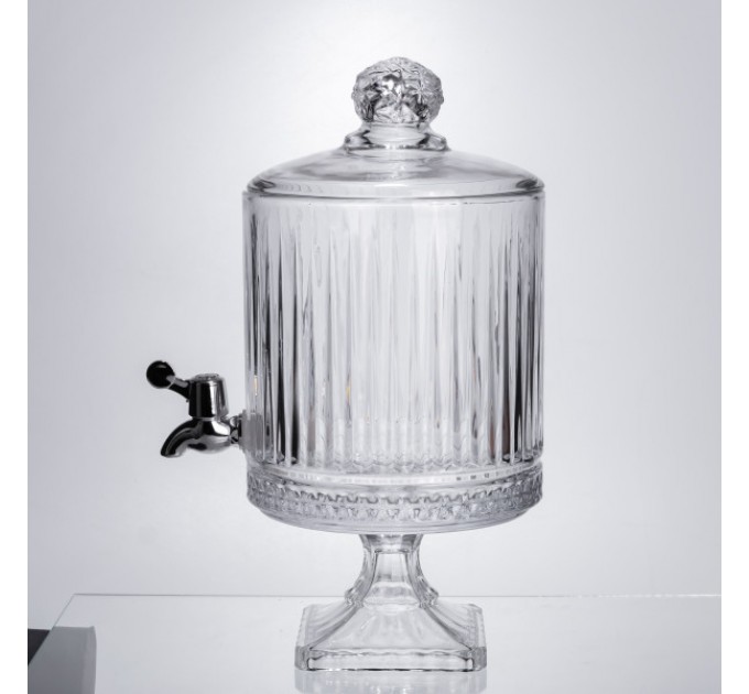 Лимонадница с краном на ножке 4.5 л из толстого стекла.