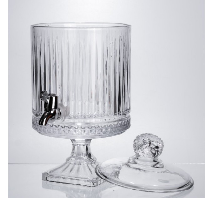 Лимонадница с краном на ножке 4.5 л из толстого стекла.