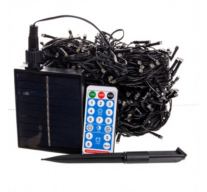 Гірлянда Нитка вулична 500 LED 50 м на сонячній батареї чорна, жовтий