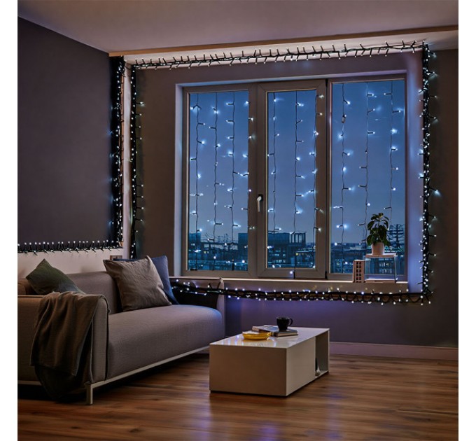 Гирлянда Нить уличная 500 LED 50 м на солнечной батарее черный, белый