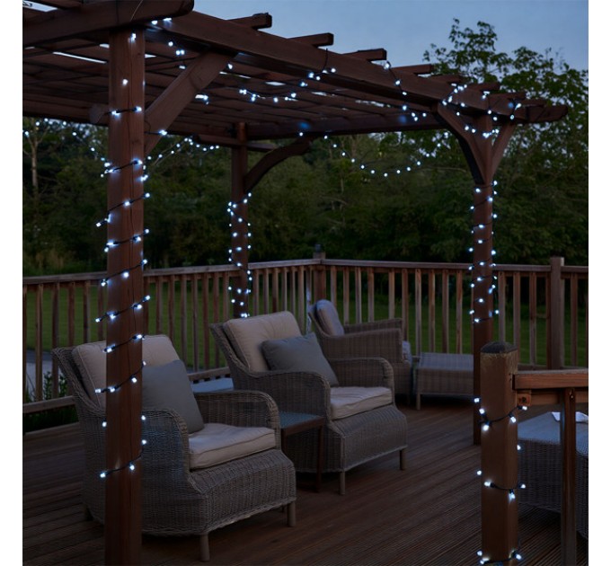 Гирлянда Нить уличная 500 LED 50 м на солнечной батарее черный, белый